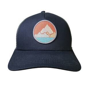 Pistil Men's Spike‎ Snapback Trucker Hat Olive Green Colorblock Mountain Patch